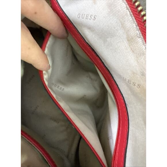 Guess Medium handbag red dome shaped zippered closure satchel - Picture 9 of 16